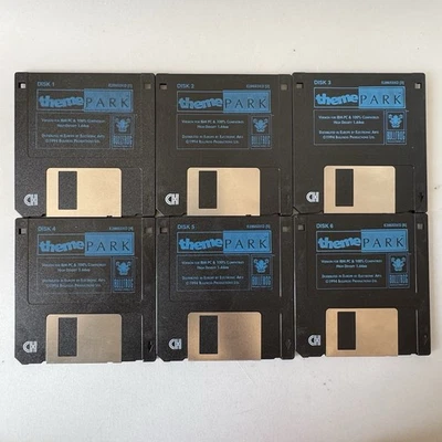 Theme Park IBM PC DOS Game 6x 3.5" Floppy Disk Diskette Version by Bullfrog 1994 - Image 1 of 3