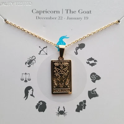 摩羯座十二生肖 12 月 22 日 - 1 月 19 日吊坠项链 18 英寸带 3 英寸扩展器 — 第 1/4 张图片