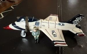 VINTAGE CERAMIC USAF PLANE TRINKET WITH PILOT, IT’S 6” LONG - Picture 1 of 16