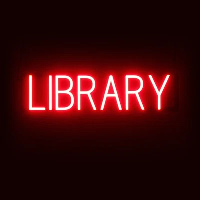 SpellBrite LIBRARY Sign | Neon Library Sign Look, LED Light | 25.4" x 6.3" - Image 1 of 4