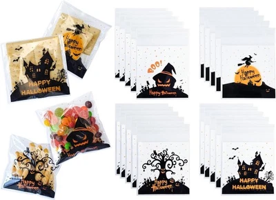 160 piezas bolsas transparentes de celofán de Halloween auto caramelo  Foto 1 de 4