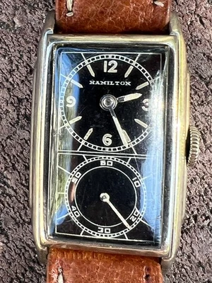 De colección Hamilton Seckron Raro Doctor 1938 Negro 14K Oro Blanco Relleno 980B Funciona Foto 1 de 4