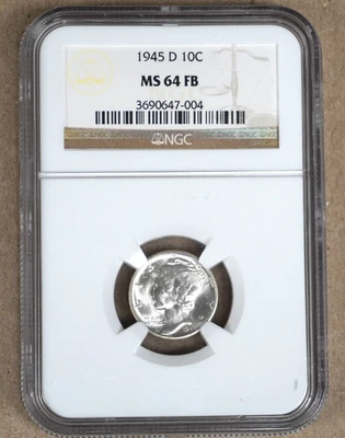 1945-D MERCURY DIME NGC MS64FB FULL BANDS 647004 - Image 1 of 2