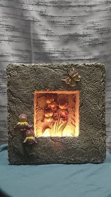 Vintage Slate Decorative Night Wall Lamp Standing Floral Butterfly Design  - Image 1 of 4