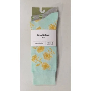 Men's Floral Print Novelty Crew Socks 2pk - Goodfellow & Co Aqua Blue - Picture 1 of 3