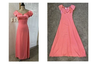 ALFRED ANGELO 80’s Vintage Pink Milkmaid Dress Victorian Prom Homecoming XS LESEN - Bild 1 von 11