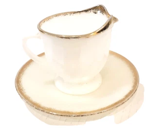Crema y placa base vintage Fire King de vidrio de leche blanco remolino - Imagen 1 de 11