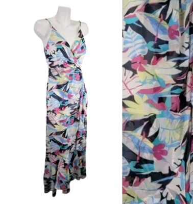 Vestido FOREVER 21 Babydoll Colorido Largo Envolvente Capricho Para Mujer M Hoja de Palma Y2K Foto 1 de 4