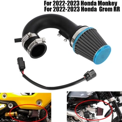 BLACK Short Ram Air Intake Kit For 2022 2023 Honda Monkey & Grom RR Air Filters - Image 1 of 4