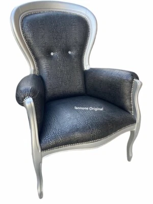 POLTRONA SOGGIORNO CAMERA DA LETTO SPRUZZATA ARGENTO ARGENTO - Immagine 1 di 3