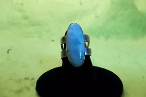 FRAUEN LARIMAR STERLINGSILBER RINGBAND IST QUADRATISCH IN FORM GRÖSSE 6 1/2 - Bild 1 von 5