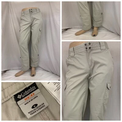 Pantalones Columbia Talla 8 Beige Frente Plano Senderismo Algodón Elástico Recto YGI N2-611 Foto 1 de 4
