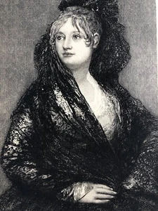 DONA ISABEL DE PORCEL Etching By G A Manchon Book Print After Goya 1897 - Picture 1 of 5