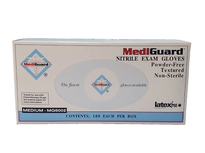 MediGuard Powder Free Nitrile Exam Gloves Non-Sterile Medium, Latex Free/100 CT - Imagem 1 de 4