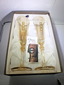Franco Champagne Flutes - Italy Set of 2 in Box Set New - Picture 1 of 5