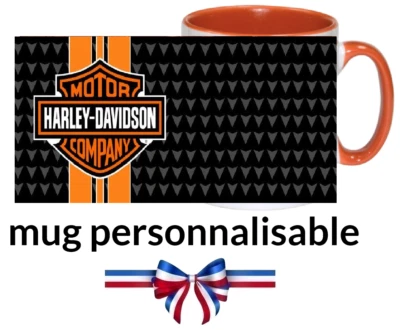 Mug Tasse céramique Harley personnalisé couleur orange.. - Photo 1/3