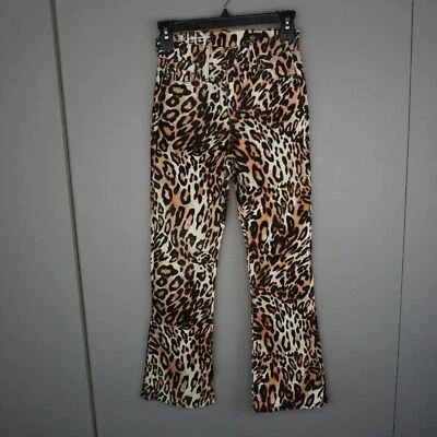 Pantalón para mujer AG The Quinne Crop tiro alto Kick-Flare audaz leopardo marfil polvo 24 Foto 1 de 4