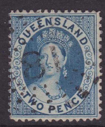 QUEENSLAND 1868 2d Blue QV SIDEFACE THK PAPER NO WMK SG 38 (NG59) Cover