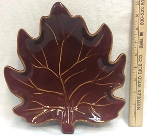 Maple Leaf Dish Ruffhewn & Candle Holder Clear Glass Wired Amber Beads Lot of 2 - Picture 1 of 6