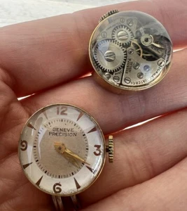 Vintage Swiss Watch Movement Face Cufflinks Steampunk Working Clock DOME GLASS - Picture 1 of 15