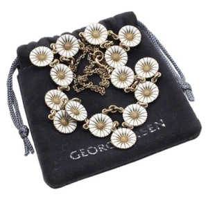 Georg Jensen Sterling Silver SV 925 Frower Daisy Necklace Gold White Denmark - Picture 1 of 9