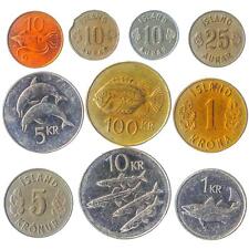10 COINS FROM ICELAND ATLANTIC ISLAND ICELANDER COINS: AURAR, KRONA 1946-2011