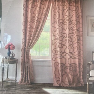 Rachel Ashwell DUSTY ROSE CHENILLE RAISED TEXTURED Back Tab panels 40 X 84 NEW - Picture 1 of 6