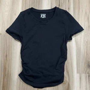 Camisa OQQ negra acanalada manga corta para mujer pequeña - Imagen 1 de 2