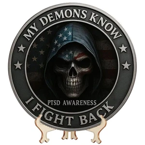 My Demons Know I Fight Back Against Coins PTSD Awareness Coins Courage Support  - Picture 1 of 9