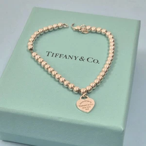 Tiffany & Co. Return To Silber Mini Herz 4mm Perlenarmband Ersatzteile defekt Reparatur - Bild 1 von 8