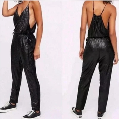 Mono Free People Lentejuelas Mujer Pequeño Correa de Espagueti Fiesta Brillante Noche Salida Foto 1 de 4