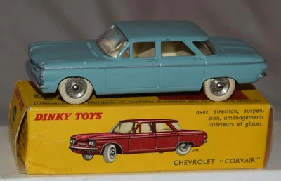 Vintage Dinky No. 552 Chevrolet Corvair синий автомобиль в оригинальной коробке - литой - Изображение 1 из 4