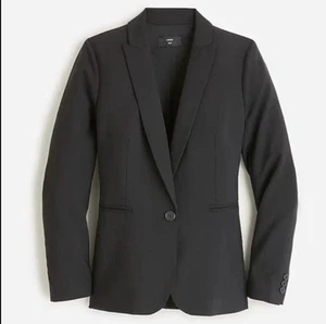J. Crew Stretch Tollegno 1900 Italian Wool Blazer Jacket Women’s 4 Tall Black - Picture 1 of 12