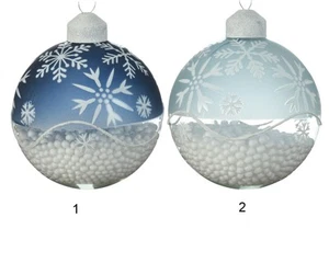 Sfera Pallina in vetro decorato con effetto neve all'interno 8 cm - Foto 1 di 3