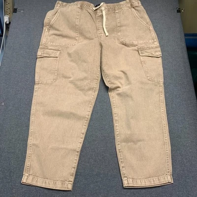 GAP 男式 Easy Jean XL 码棕褐色工装抽绳弹性腰牛仔全新带标签 — 第 1/4 张图片