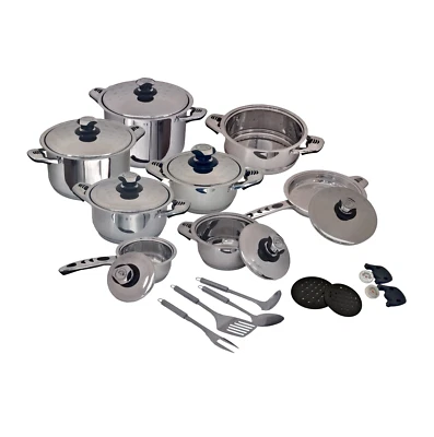 MSB Batteria Di Pentole Da 25 Pezzi In Acciaio Inox 18/10 Per Tutti I PIani - Immagine 1 di 4
