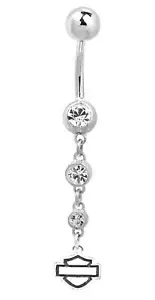 Harley-Davidson Women's Crystal Stones Bar & Shield Belly Jewelry - Silver - Picture 1 of 1