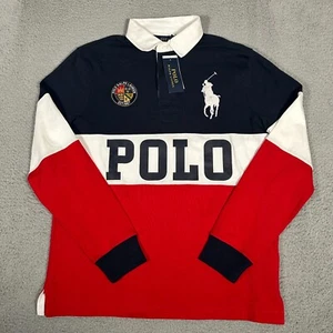 Polo Ralph Lauren Shirt Mens Medium USA Big Pony Logo Rugby Polo Custom Slim Fit - Picture 1 of 10