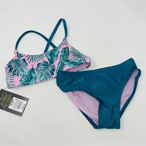 Art Class Youth Girls XS 4/5 Miami Tropics 2 Piece Bikini Swimsuit in Green 1072 - Picture 1 of 9