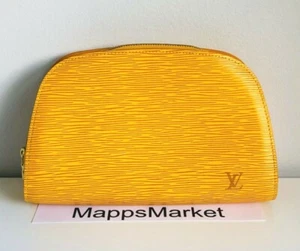 LOUIS VUITTON Epi Dauphine Leather Cosmetics Pouch Makeup Bag in Yellow M48449  - Picture 1 of 12