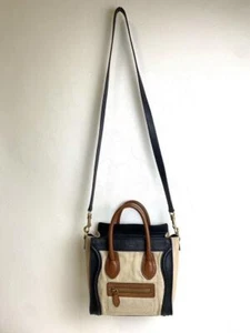 CELINE Mini Luggage Nano Hand Tote Bag Leather Black Brown Used From Japan rare - Picture 1 of 9