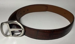 Cole Haan Belt Sz 30 Brown Alligator Embossed Leather Buckle A09182 - Picture 1 of 11