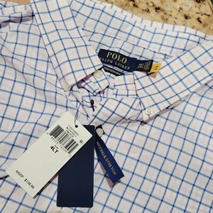 Polo Ralph Lauren Herren 4XLT Stretch weiß pink blau kariert Tasche Hemd NEU $ 138 - Bild 1 von 8