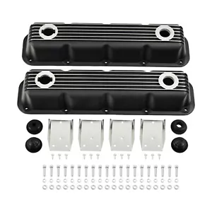 For 1992-Up Mopar Magnum 5.2L/5.9L V8 Black Finned Aluminum Valve Covers - Foto 1 di 8