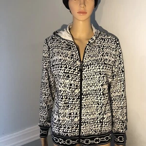 Oleg Cassini Sport Hoodie Women’s Black White Full Zip Sweatshirt Active Wear PL - Picture 1 of 7