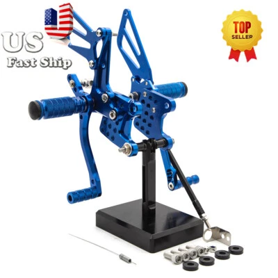 Juego de estriberas traseras azul EE. UU. para Suzuki GSXR750 1996-05 SV650/SV650S 1998-2014 Foto 1 de 4