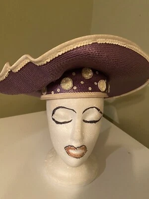 Purple & White Deborah of N Y Church/Dress Hat  - Image 1 of 4
