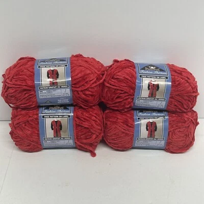 Phentex Fashion Chenille Vest Red 50g 108 Yards Medium 4 - Lot Of 4 Skeins New - Image 1 of 4