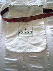 Gucci~logo Stripe Canvas+leather Signed Goldtone Belt+dust Bag/italy/sleek+chic