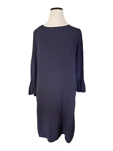 Abito donna Old Navy manica lunga tessuto tubino taglia M blu arricciato maniche a campana - Foto 1 di 11